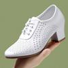 2024 Fashion Shoes for Women Spring Women's Pumps Solid Color Pointed Toe Hollow Out Breathable Lace Up Chunky Heel Shoes Women