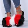 Women Faux Fur Slippers Trend Furry Fur Comfortable Slippers Plush Flats Sandals Casual Fluffy House Shoes Summer Slides Women