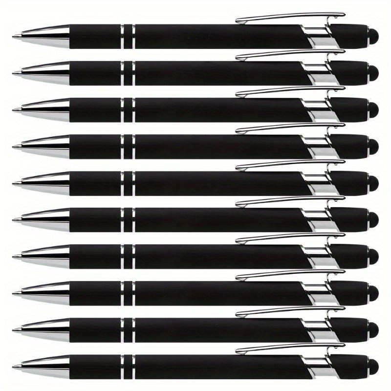 3/5/10 шт. Черная шариковая ручка, 2-в-1, выдвижная шариковая ручка со стилусом, металлический стилус для сенсорных экранов, черные чернила 1,0 мм