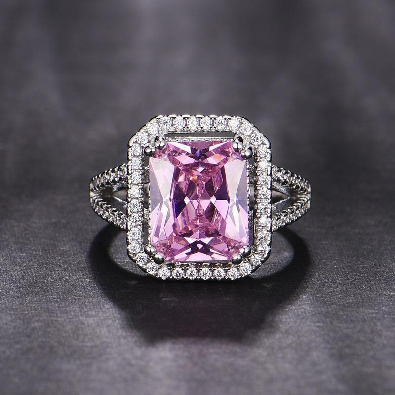 Sace Gems Классическое кольцо из розового циркона из медного сплава для дам, свадебные украшения, подарки для вечеринок