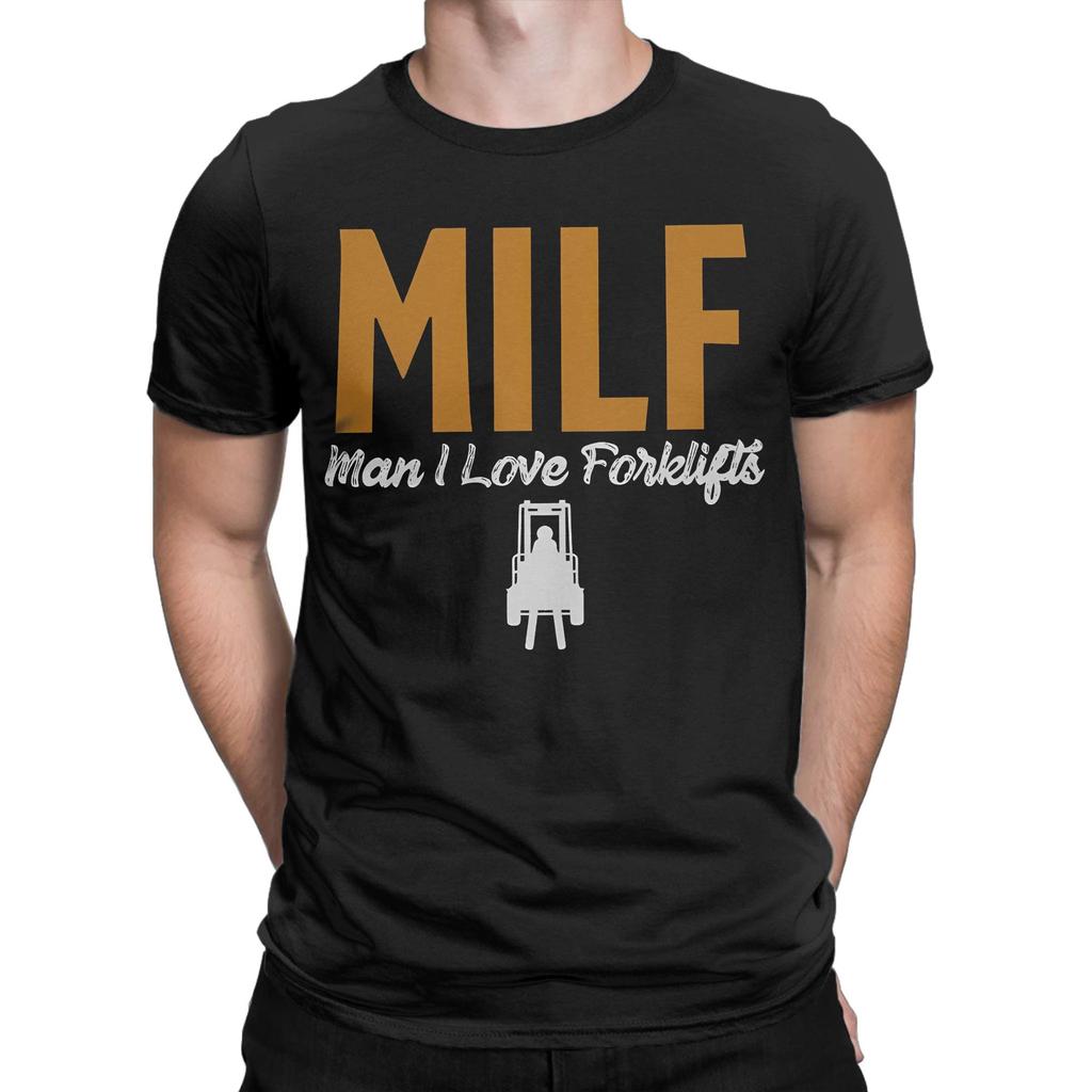 Vintage MILF Man I Love Forklifts T-Shirt for Unisex Forklift Operator Cool Cotton Tees Round Neck T Shirts Original Clothes