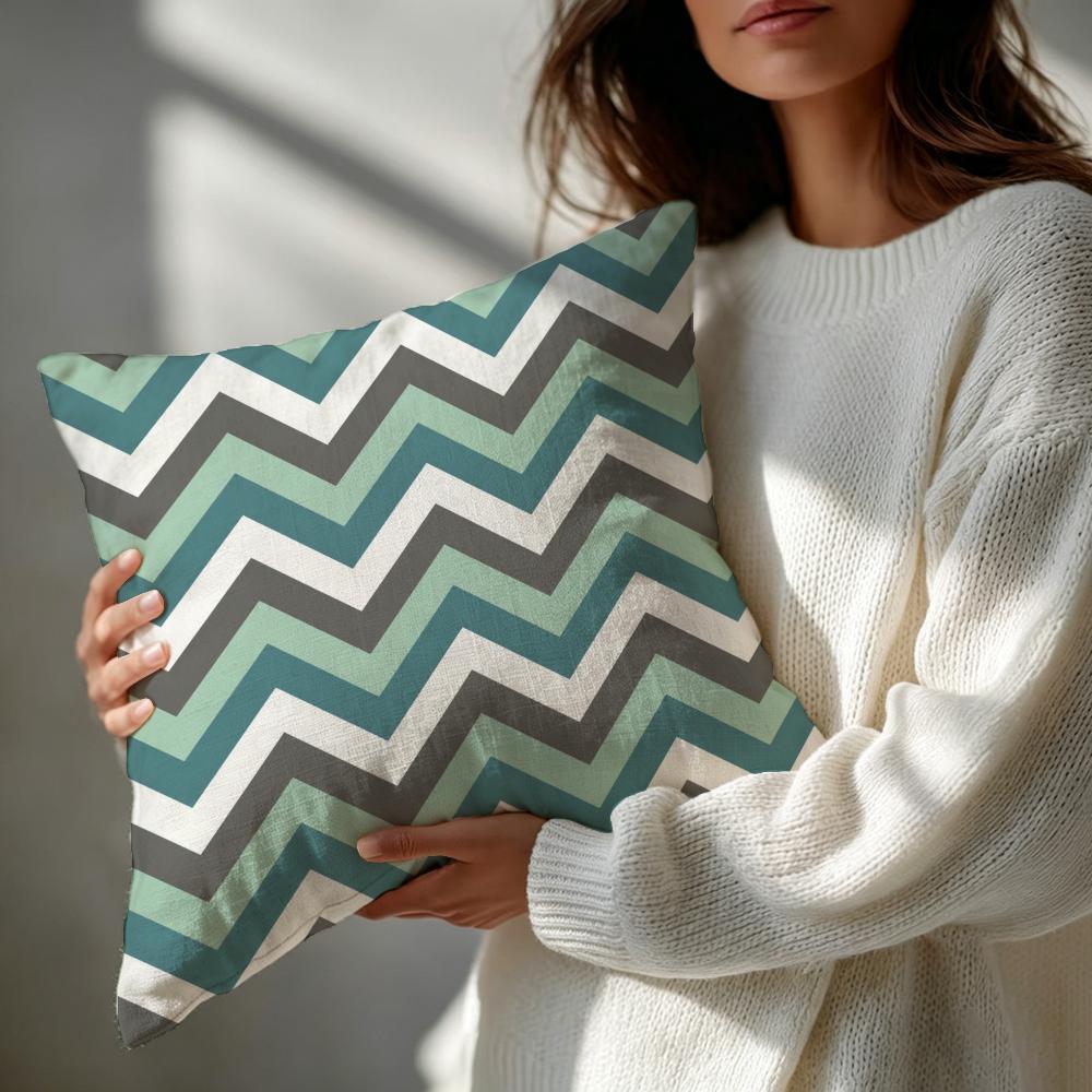 Pattern Teal Geometric Floral Cushion Cover Patterned Cushion Cover Romantic Cozy Home Sofa Decoration