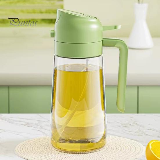 470ml 2-in-1 Oil Dispenser Food Grade BPA Free Leak Resistant Large Capacity Oil Sprayer Storage Bottle with Handle