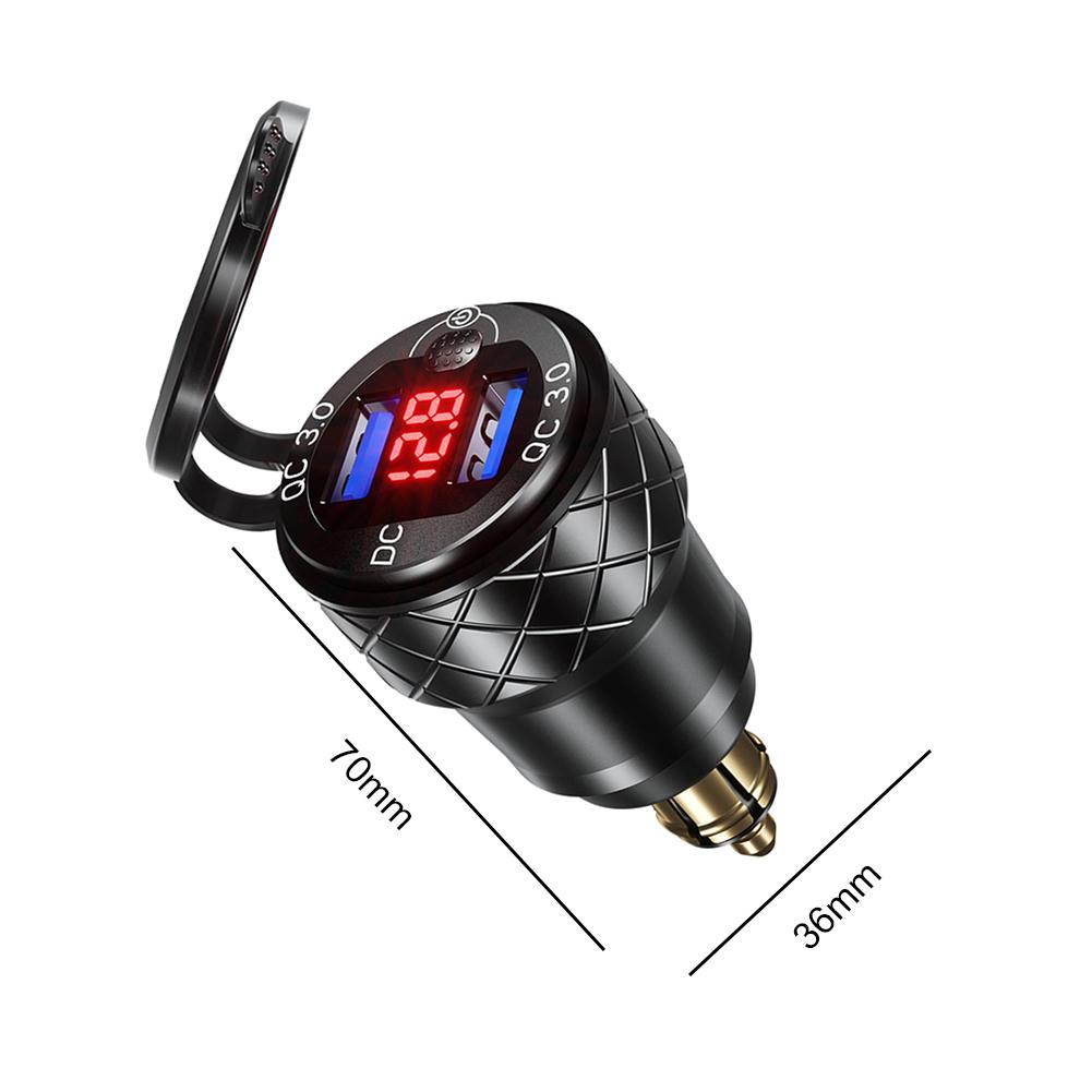 Алюминиевый сплав двойной автомобильный USB-разъем для зарядки QC3.0 светодиодный цифровой дисплей адаптер для BMW K1600B F800 GS R1200 RT для DIN Hella Plug