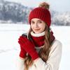 Комплект из 3 предметов: зимняя шапка, шарф, перчатки, однотонный, с текстурой «косичка», с бархатной подкладкой, зимняя шапка, грелка для шеи, комплект перчаток, экипировка для холодной погоды