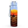1PC Sunset Ocean Boat Water Scenery Print 750ml Color Plastic Sports Water Bottle Leakproof Flip Straw Lid Suitable for Sports Office Home Use