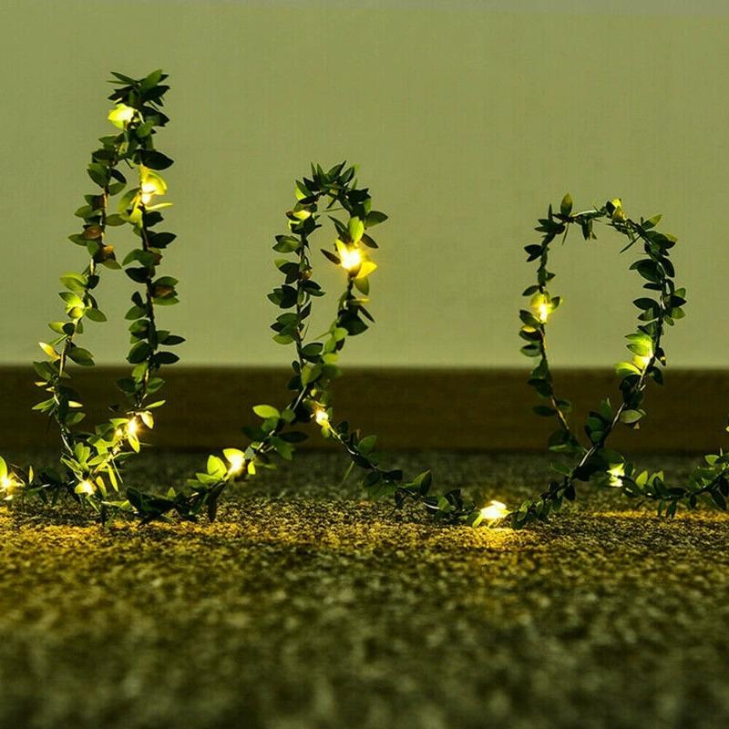 1pc Artificial Green Leaf LED String Lights, LED String Lights Battery Operated Vine Fairy String Lights Hanging Garland Copper
