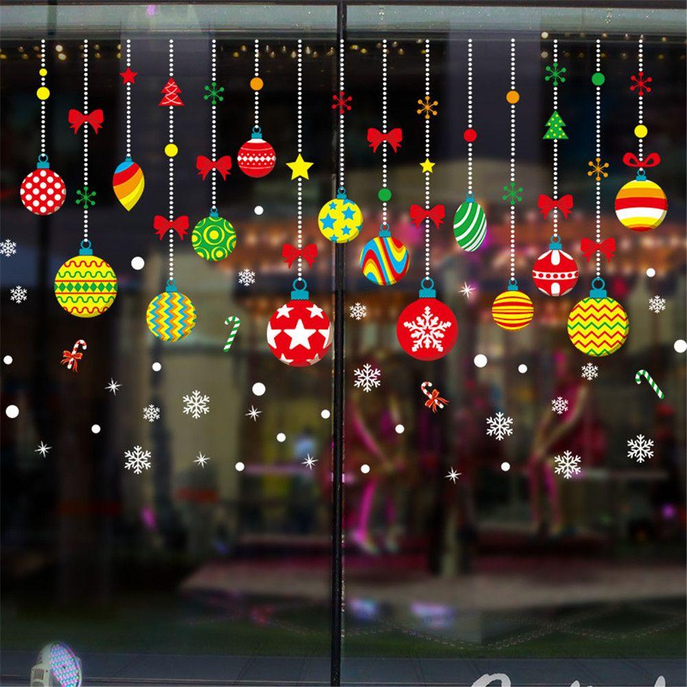 Holiday Scene Xmas Decoration Wall Sticker Home Decals Christmas Window Stickers Santa Claus