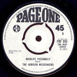 7-дюймовая пластинка AFRICAN MESSENGERS Highlife Piccadilly POF043 Page One 1967 UK Мировая музыка Б/у