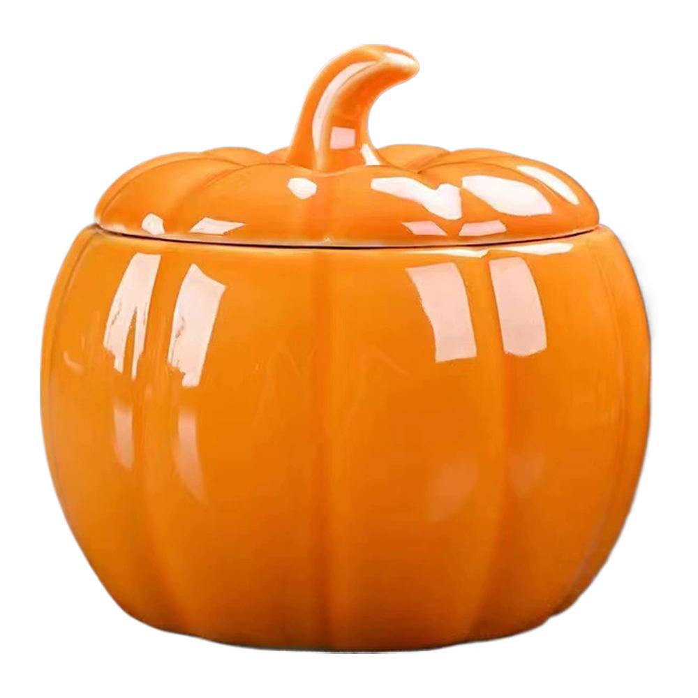 Керамическая тыквенная миска с крышкой, тыквенная банка для фестиваля урожая, банка для хранения специй, тыквенный герметичный контейнер для чая, сахара, кофе S/L