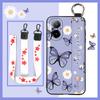 Fashion Design Ring Phone Case For Realme C67 4G Back Cover Kickstand Wrist Strap Anti-dust Anti-knock Soft Case Flower