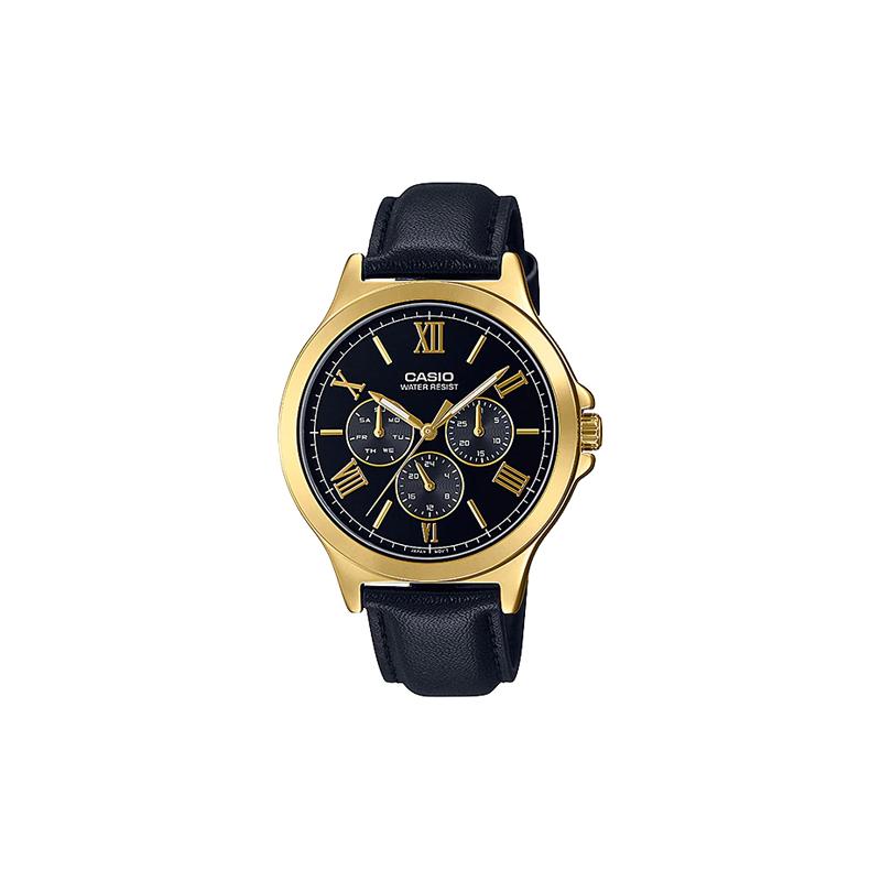 Casio Серия STANDARD Классические Простые Изысканные Модные Черные Мужские Часы Кварцевый Механизм Кожаный Ремешок Японские и Корейские Часы Мужские MTP-V300GL-1A