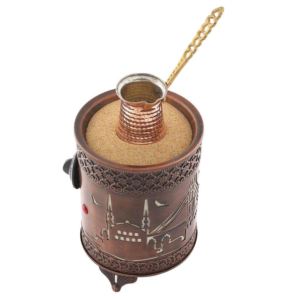 Аутентичная турецкая электрическая кофеварка с горячим песком, нагреватель, Стамбул, дизайн, коричневый цвет, 110 В - 220 В, кухня и столовая