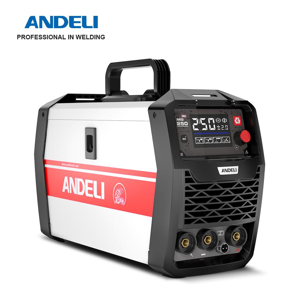 Inverter Semi-automatic Welding Machine ANDELI MIG-250 LED MIG/MMA/LIFT TIG 3 In 1 Multiprocess Welder