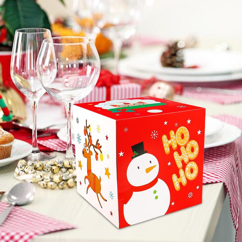 Рождественские коробки для печенья, маленькая рождественская коробка с изображением лося, снеговика, Санта-Клауса, 25 см/9,84 дюйма, праздничная коробка для конфет с крышкой, рождественская тематическая коробка
