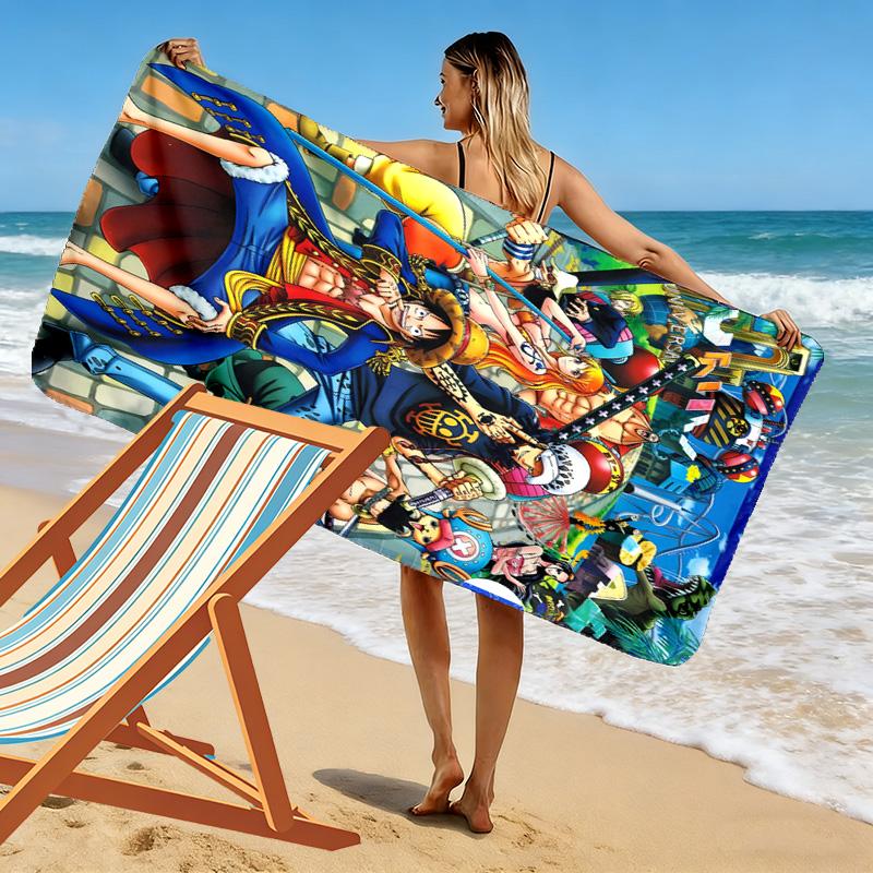 Anime Pirate Adventure Print Beach Towel, Large Soft Quick Dry Towel for Beach Camping Swimming