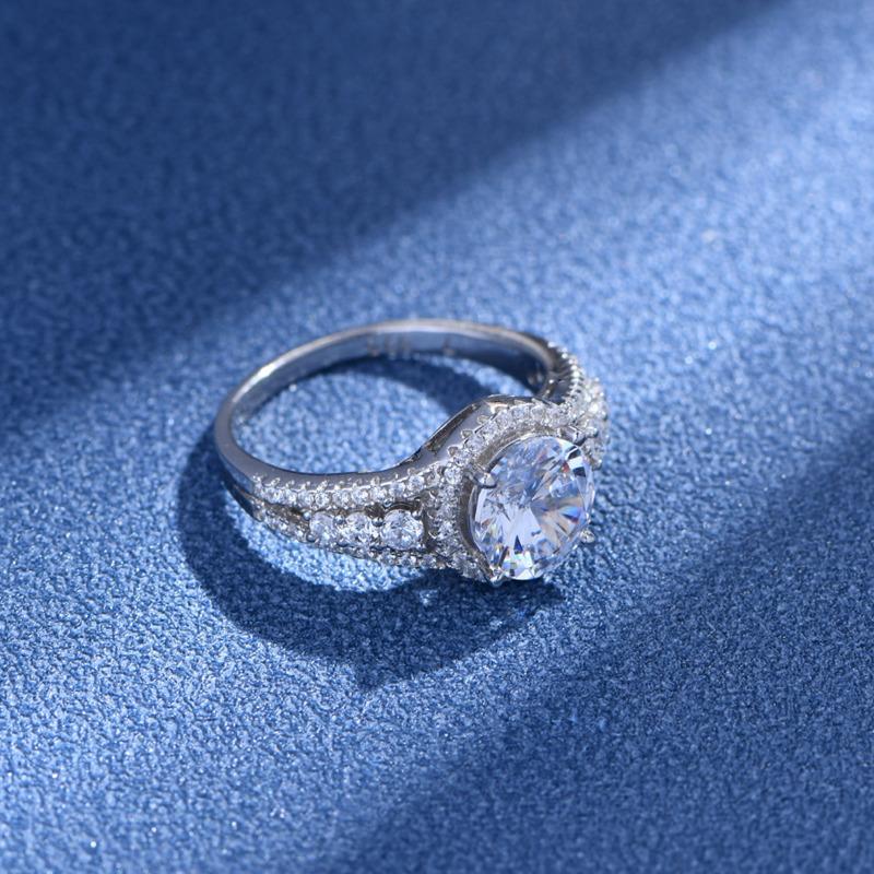 Bague Ringen Круглое кольцо с имитацией бриллианта диаметром 8 мм с полной инкрустацией бриллиантами 5А, циркон, стерлинговое серебро 925 пробы, обручальное кольцо и кольцо для предложения