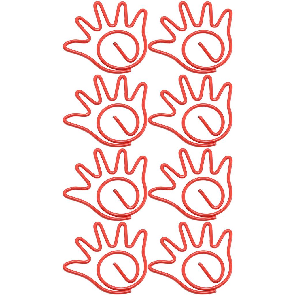 100Pcs Paper Clip Metal Hand Shaped Design Rustproof Paperclip Decoration for School