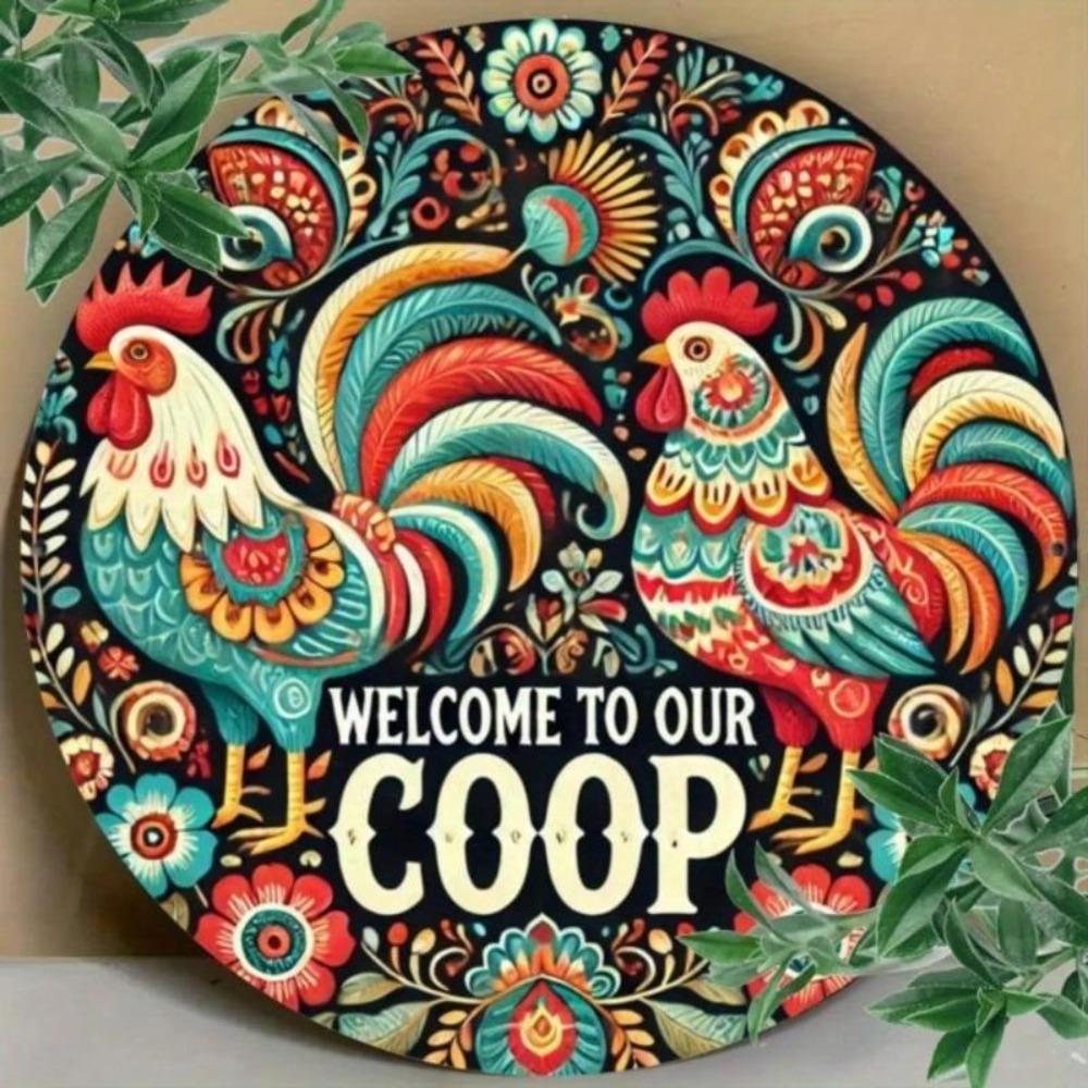 Круглая металлическая жестяная табличка в винтажном стиле 20x20 см Декор стены курятника в деревенском стиле