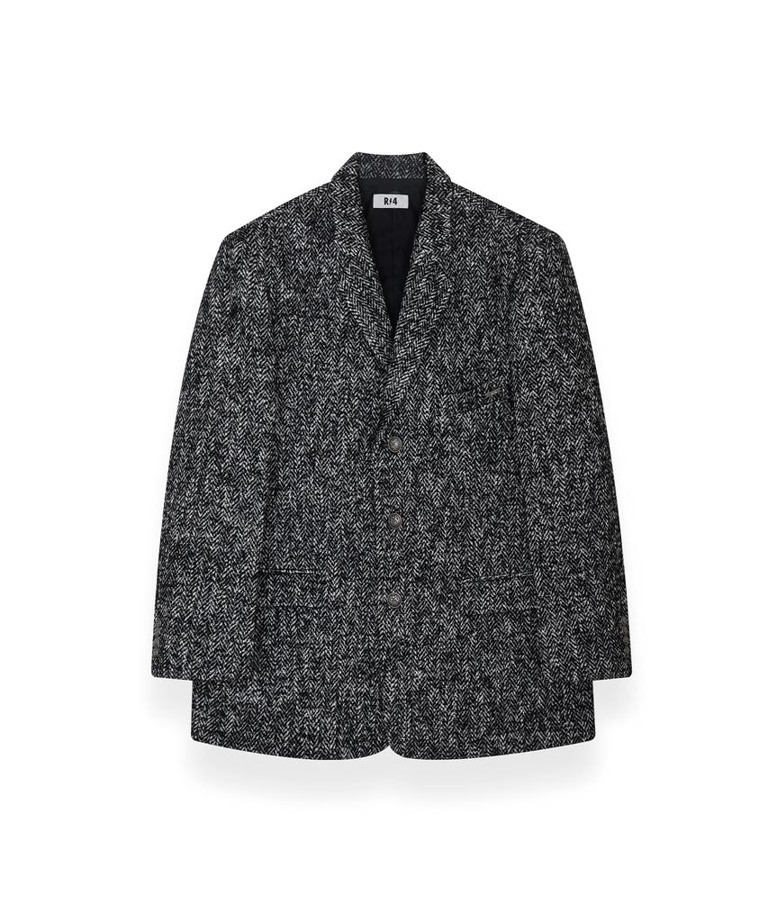 R-4 R-0058 / Lux- Herringbone Box Blazer(Black)