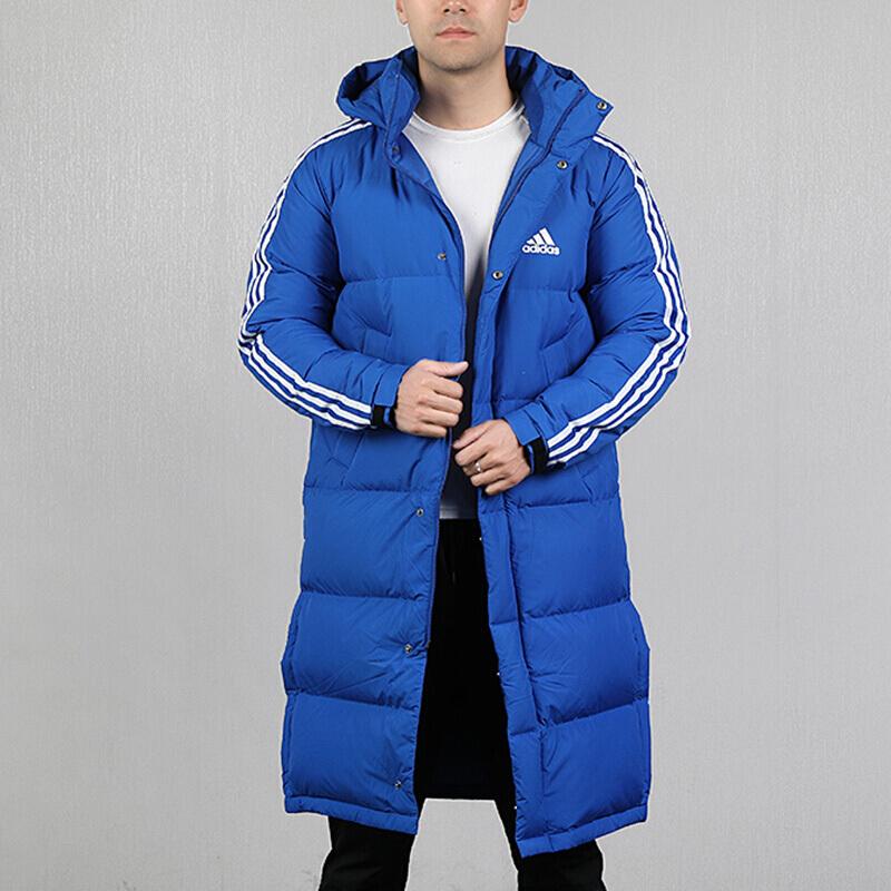 Adidas 3ST Long Parka Windproof and Warm Hooded Down Jacket Men Outerwear Blue EH3992