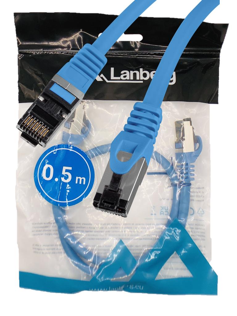 Przewód kabel internetowy lan rj45 patchcord kat.8.1 sftp niebieski 0,5m
