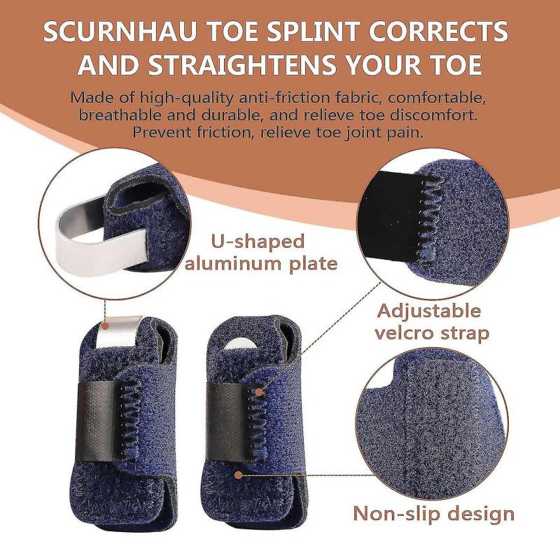 2pcs Toe Splint, Toe Corrector Brace, Toe Straightener For Hammer Toe, Crooked Toe, Mallet Toe, Bent Toe, Claw Toe