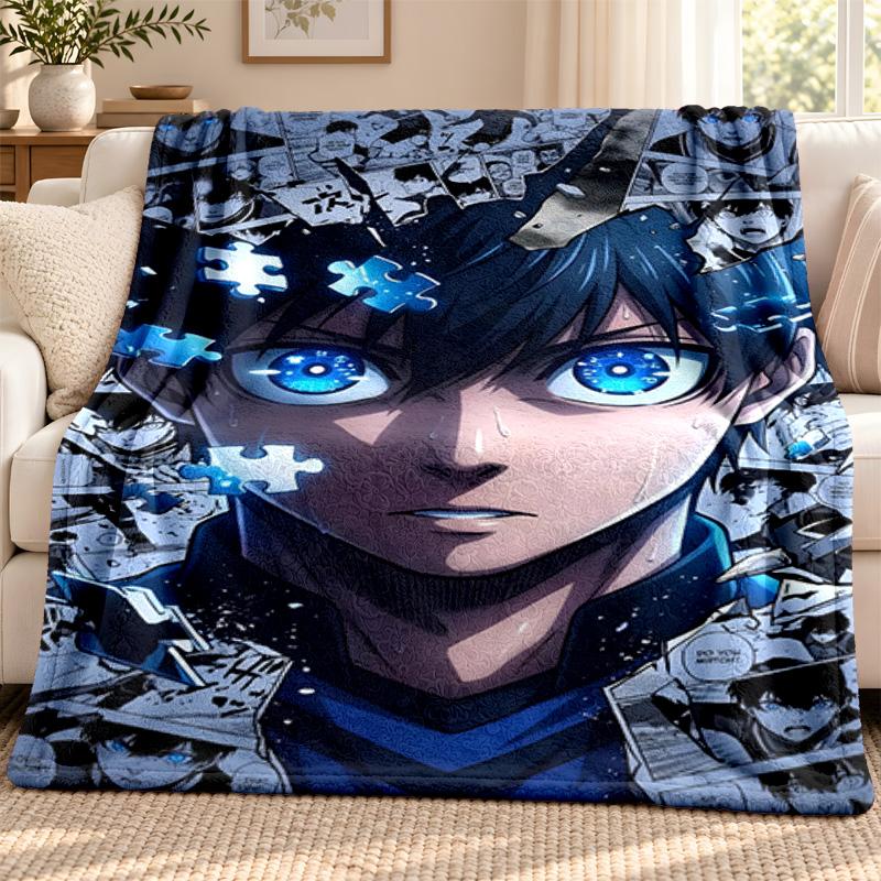 Blue Lock blanket Flannel Blanket Soft Cozy Plush Throw for Sofa Bed Lightweight Home Decoration Outdoor camping