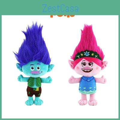 Плюшевая игрушка Тролли: Вместе навсегда, Очаровательный мультяшный персонаж, Высота 30 см, Мальчик с синими волосами и девочка с розовыми волосами, Идеально для детей в возрасте 7-14 лет