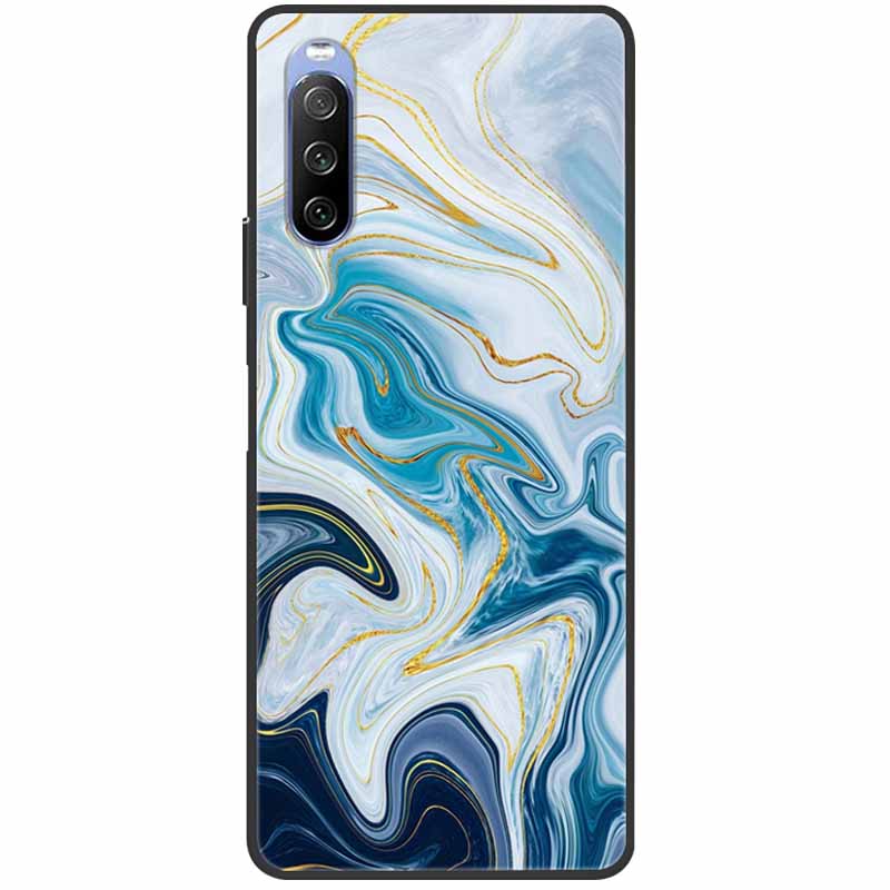 Мягкий чехол для Sony Xperia 10 III Case 5 III Мягкий силиконовый Черные чехлы для Sony Xperia 1 III / Xperia1 XZ4 Чехлы Крутой Мрамор