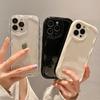 Крем однотонный с волнистым узором для iPhone 11 12 13 14 15 16 Pro Max Plus Mini Прозрачный устойчивый парный прозрачный противоударный чехол
