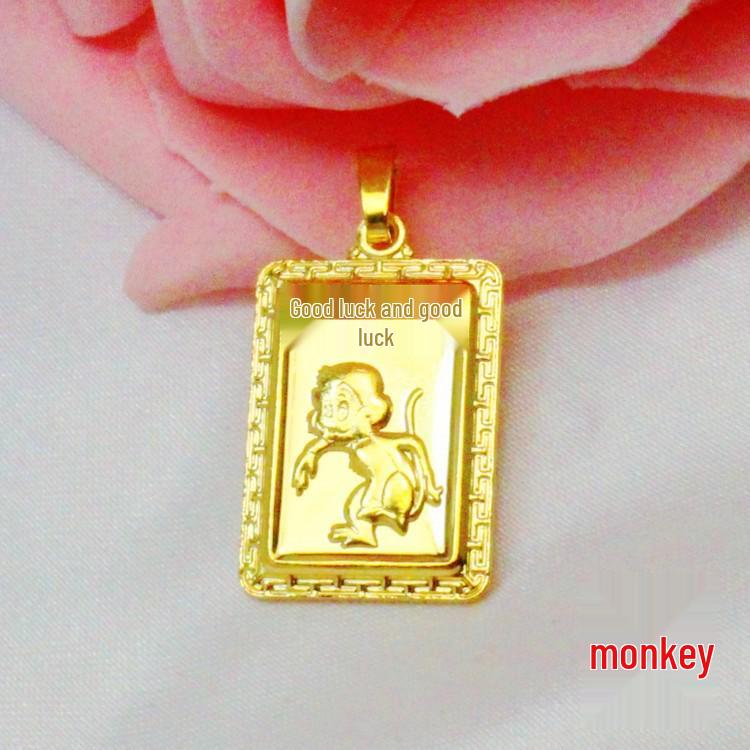 Подвеска Двенадцать Знаков Зодиака из вьетнамского песочного золота - Ювелирные изделия с позолотой из латуни - Абсолютно новые в наличии.