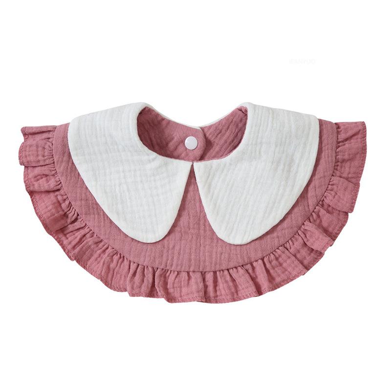 Newborn Baby Baby Stuff Items Gauze Bibs 4 Layer Pure Cotton 360 Degree Round Solid Color Infant Burp Cloth Apron Children Gifts