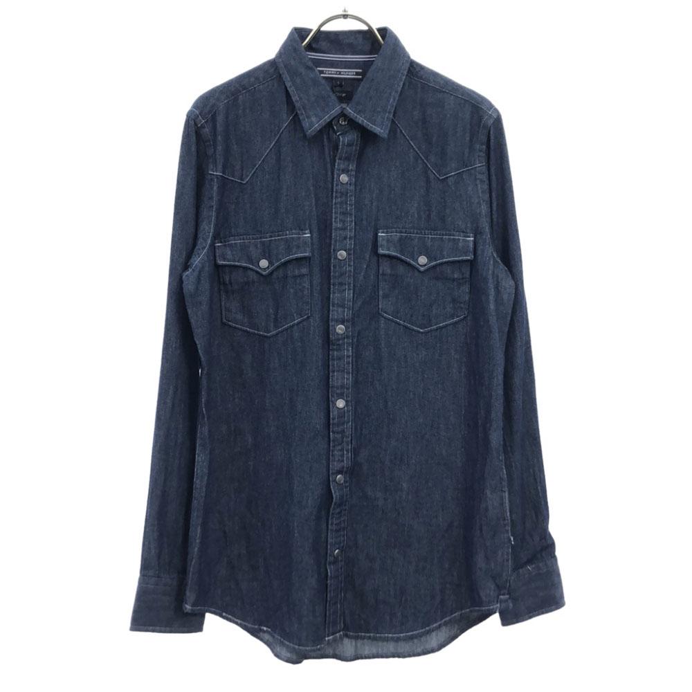 Неношеная джинсовая рубашка Western с длинным рукавом TOMMY HILFIGER S с биркой Мужская Б/У