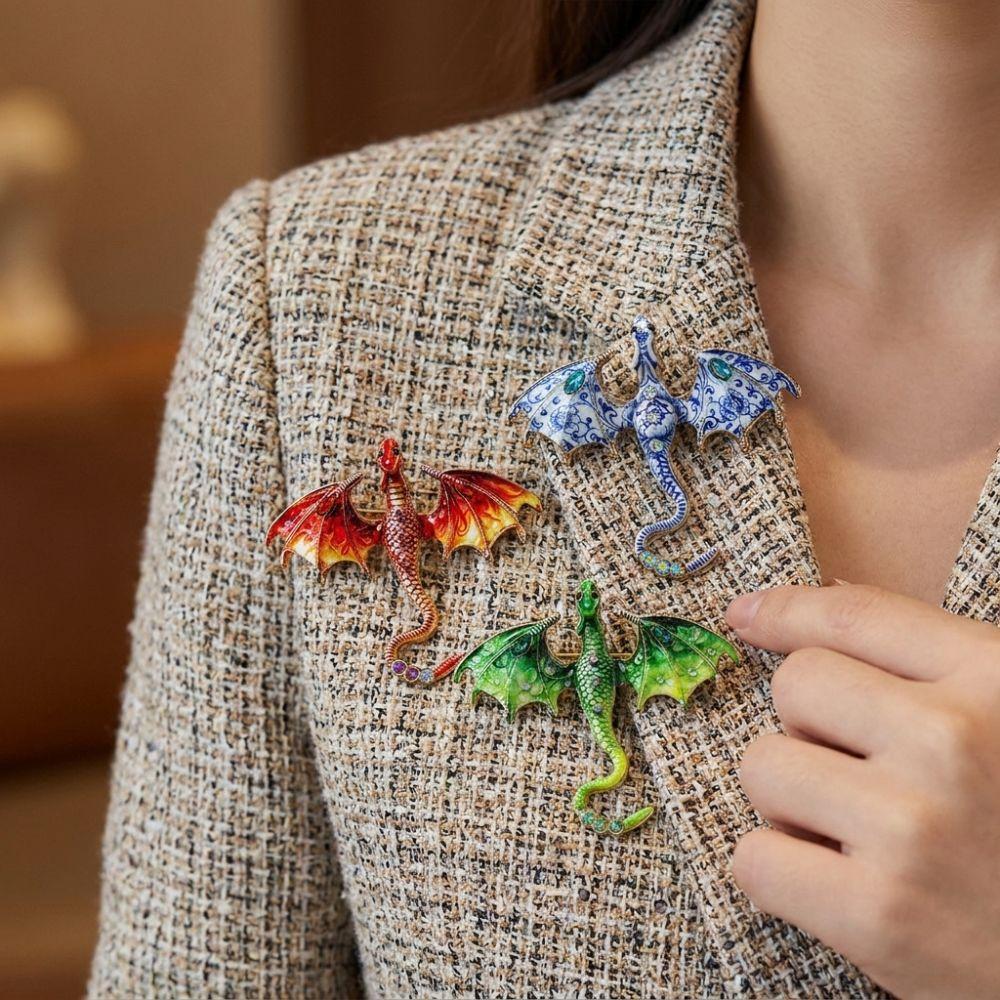 Fantasy Dragon Enamel Flying Dragon Brooch Animal Dragon Brooch for Men and Women