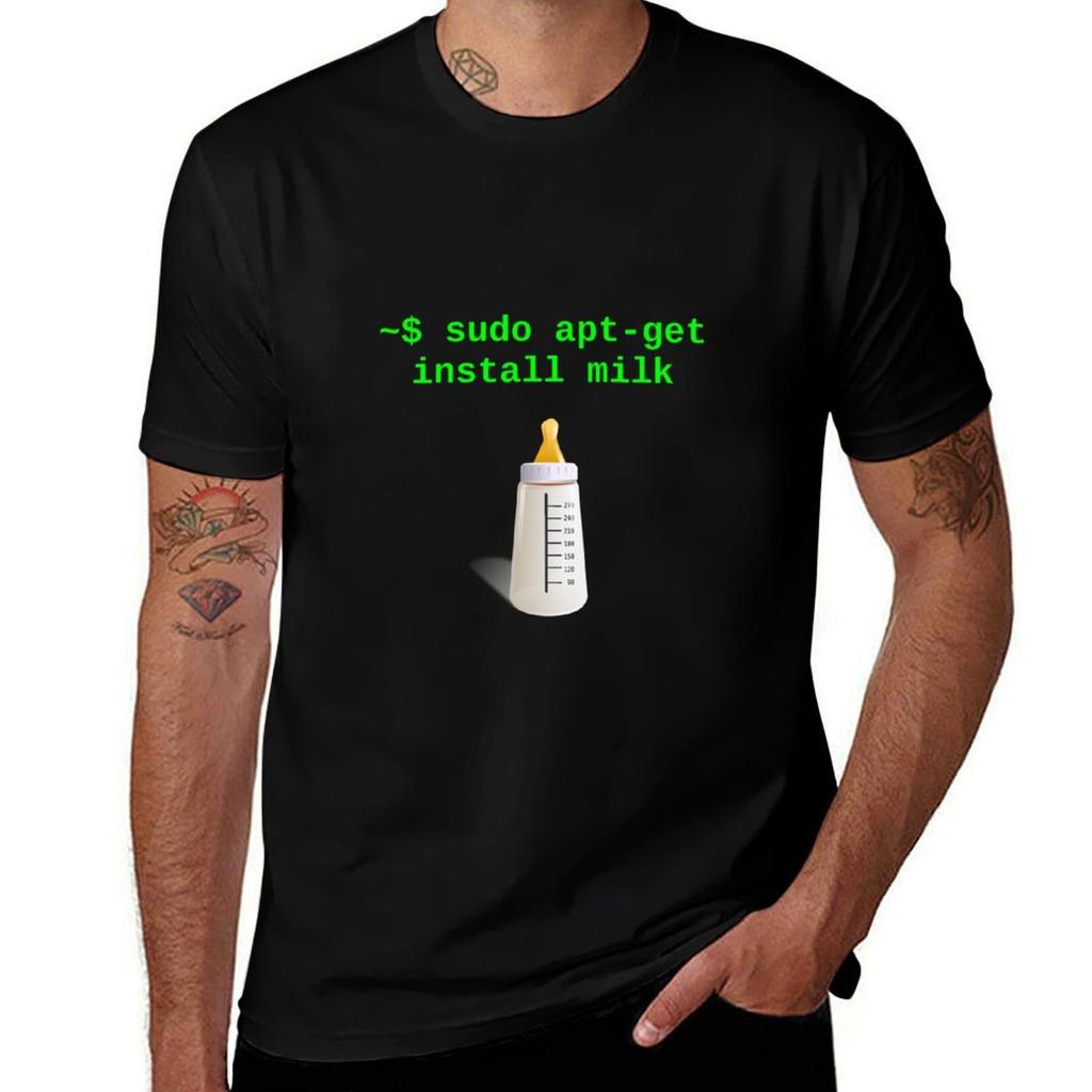 Linux Baby Sudo Aptget Install Milk Tshirt Minimal Art Print Tshirt