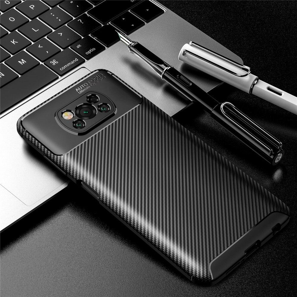 Чехол для PocoPhone X3Pro, матовый мягкий чехол из углеродного волокна, подходит для Xiaomi Poco X 3 X3 Pro NFC PocoX3Pro, силиконовый противоударный чехол для телефона