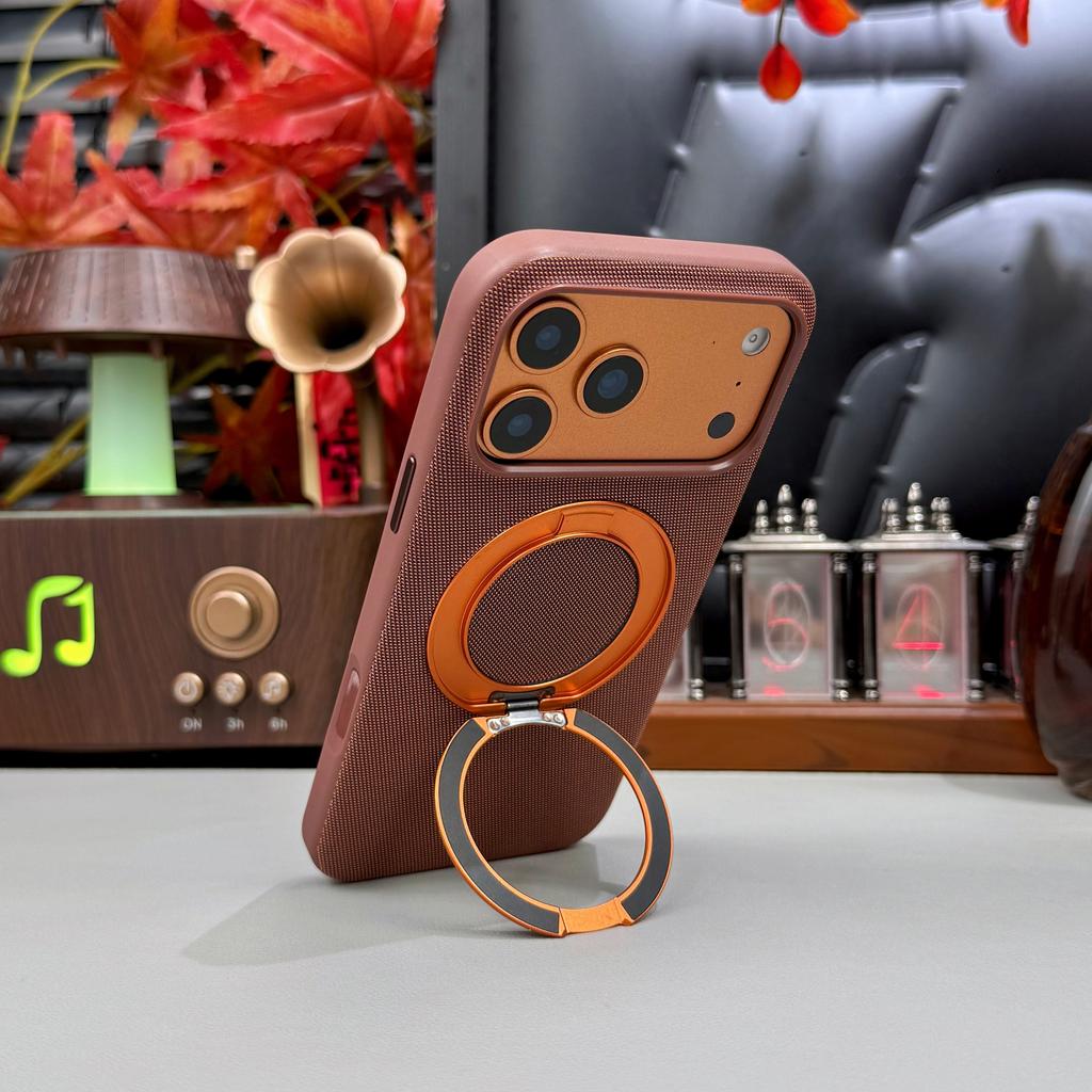 360 Вращающаяся подставка Магнитный тканевый чехол для телефона для iPhone 17 Pro Max 16 Plus 15 14 13 для Magsafe Ударопрочный Практичный чехол