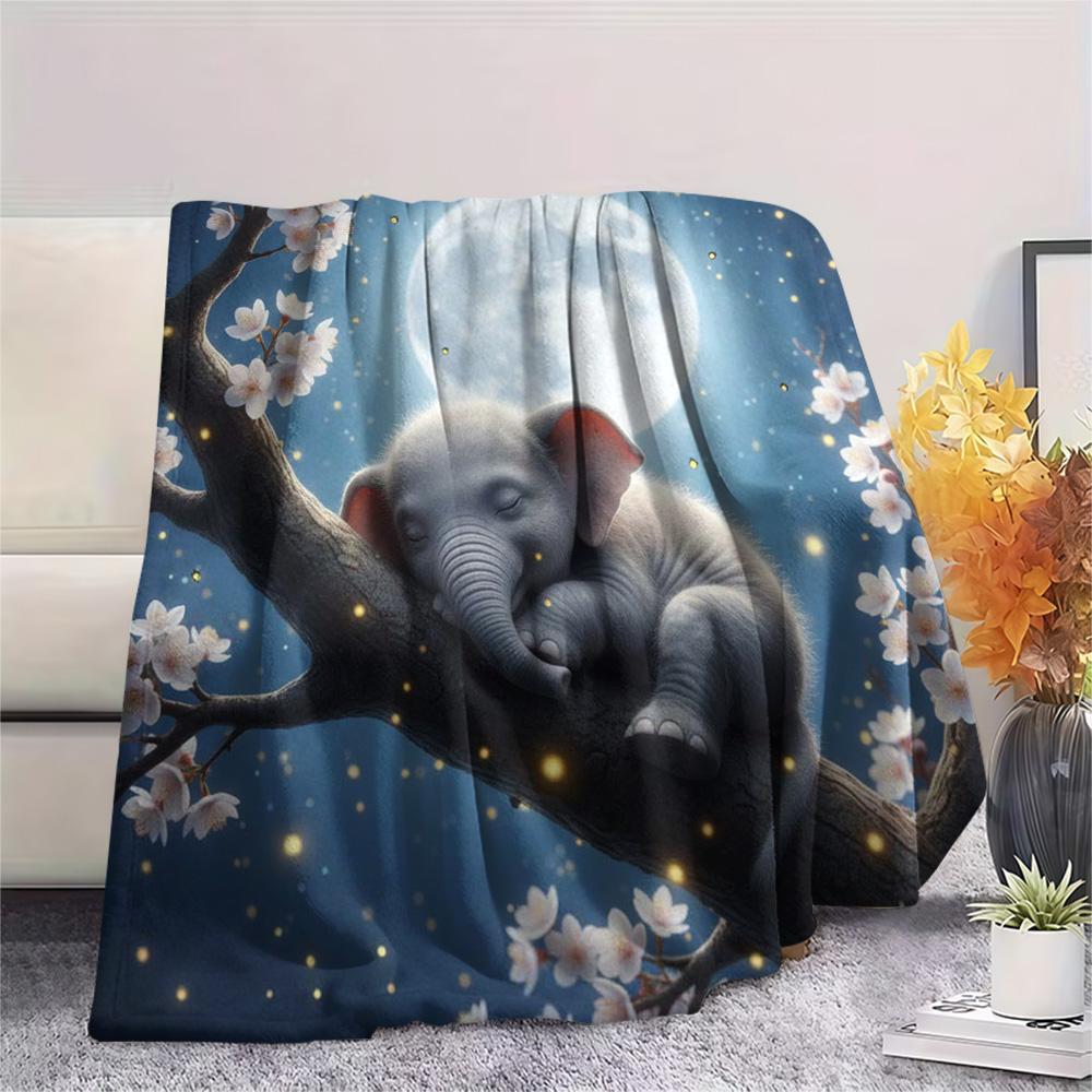 1PC Sleeping animals Print Flannel Blanket, High quality Comfortable for All Seasons, Home Decor, Warmth and Comfort