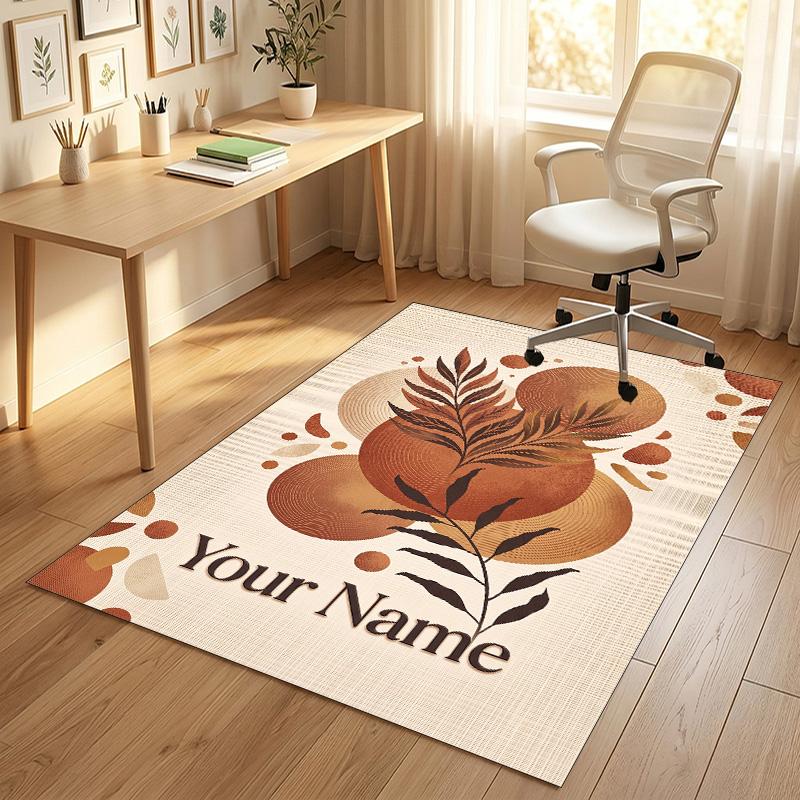 Autumnal Foxes Theme Soft Crystal Velvet Rug Custom Name & Text Print Non Slip Floor Rug for Bedroom Living Room