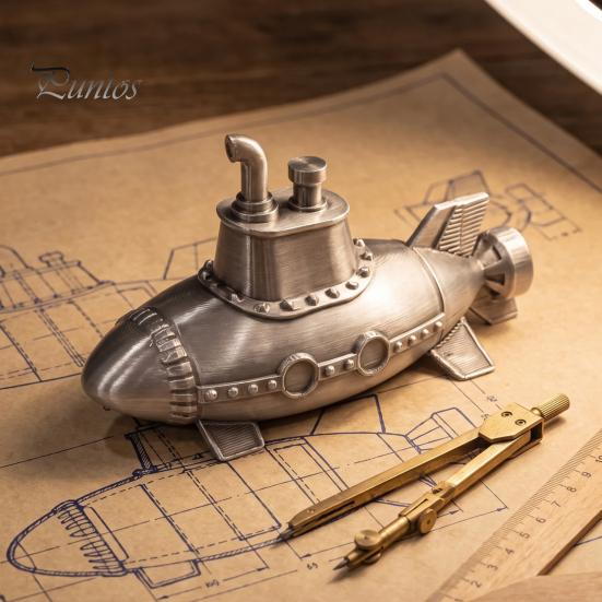 Полка для кабинета Декор Серебряная фигурка подводной лодки в стиле ретро, 3D-печатное коллекционное украшение, Пластиковая скульптура, подарок на день рождения для него, Домашний декор в промышленном стиле
