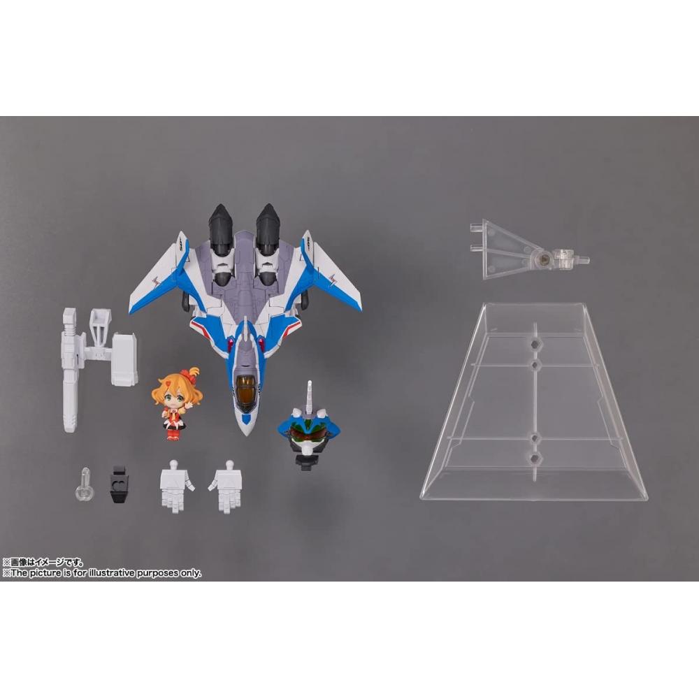 МИНИ-СЕАНС Macross Delta VF-31J Siegfried (Хаяте Иммельман Custom) с Фрейей Вион примерно. Подвижная фигурка из окрашенного ПВХ и АБС-пластика высотой 100 мм