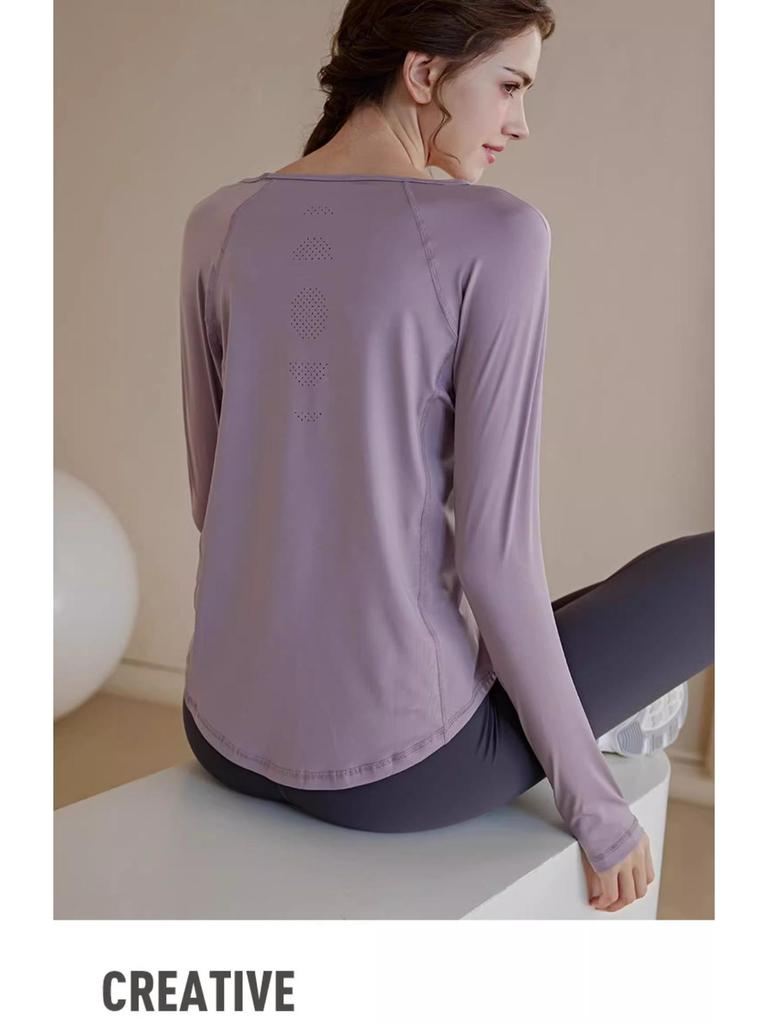 Женский быстросохнущий спортивный топ с длинным рукавом для весеннего бега и йоги