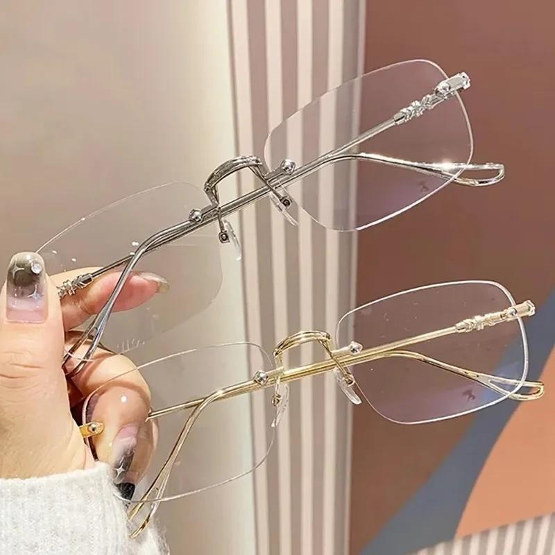 2025 Y2K женские ретро очки с маленькой квадратной оправой для девочек японские очки Harajuku без оправы компьютерные анти-синие очки