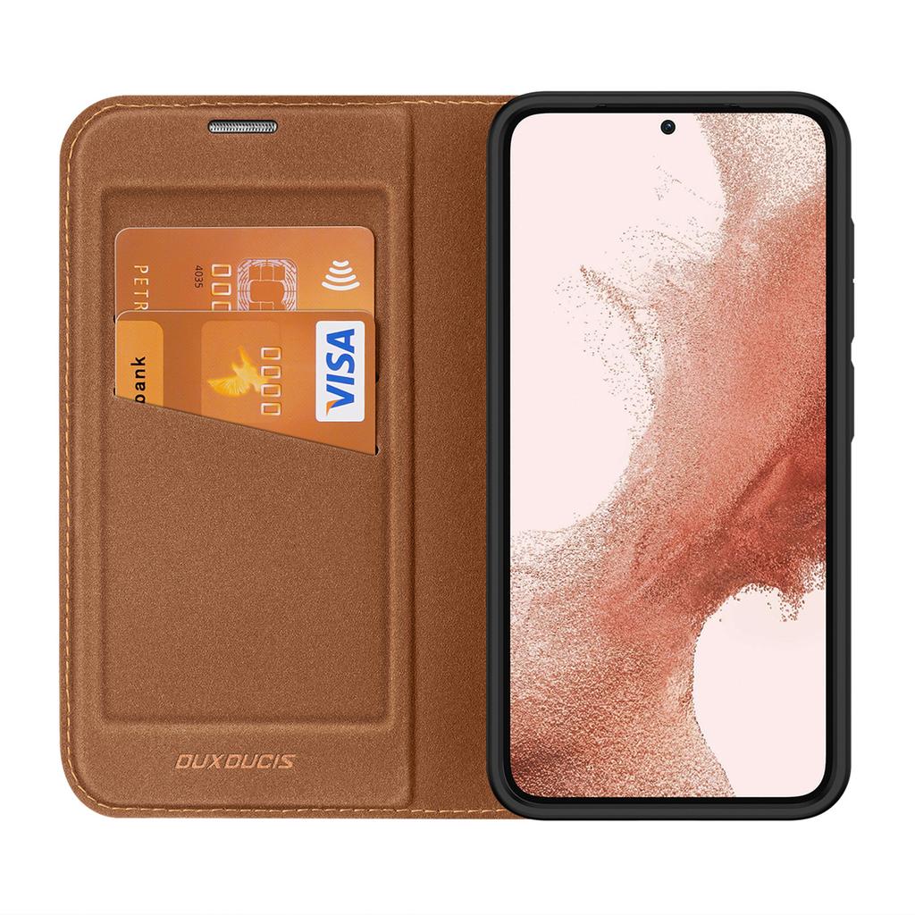 Dux Ducis Skin X2 Wallet Flip Case with Stand for Samsung Galaxy S23+ in Brown