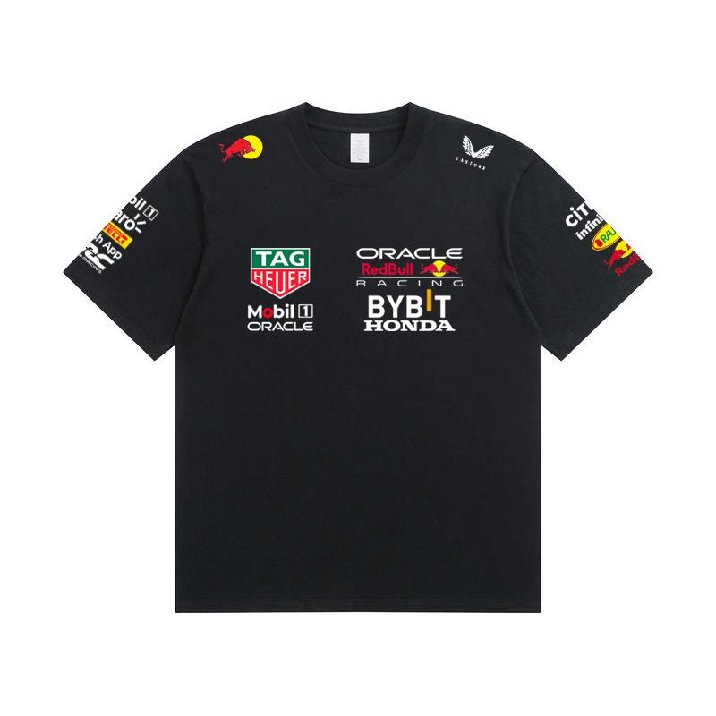 Red Bull Мужская Женская Футболка Команды Формулы-1, Летняя Хлопковая Футболка с Коротким Рукавом, Печать Спереди и Сзади, Повседневный Свободный Спортивный Топ, Разноцветная