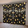 2pcs Luxurious Bee Gem Printed Curtain for Home Decor - Rod Pocket Window Treatment for Bedroom, Office, Kitchen, Living Room