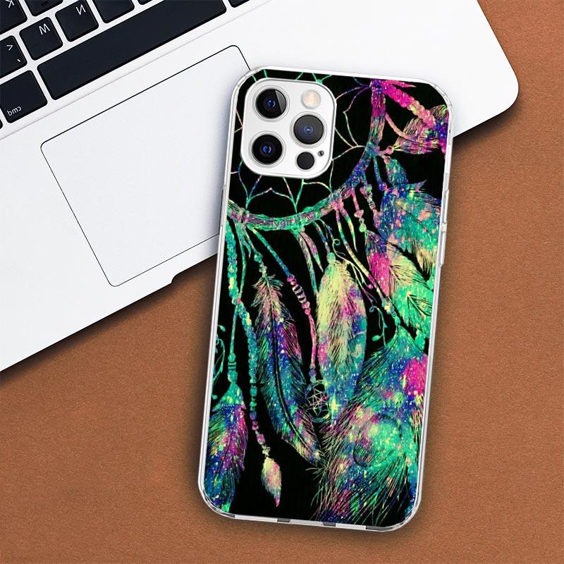 Чехол для телефона Retro Feather Dreamcatcher для Apple iPhone 11 12 13 15 14 Pro 7 XR X XS Max 8 Plus + Mini SE с индивидуальным принтом, мягкий, C