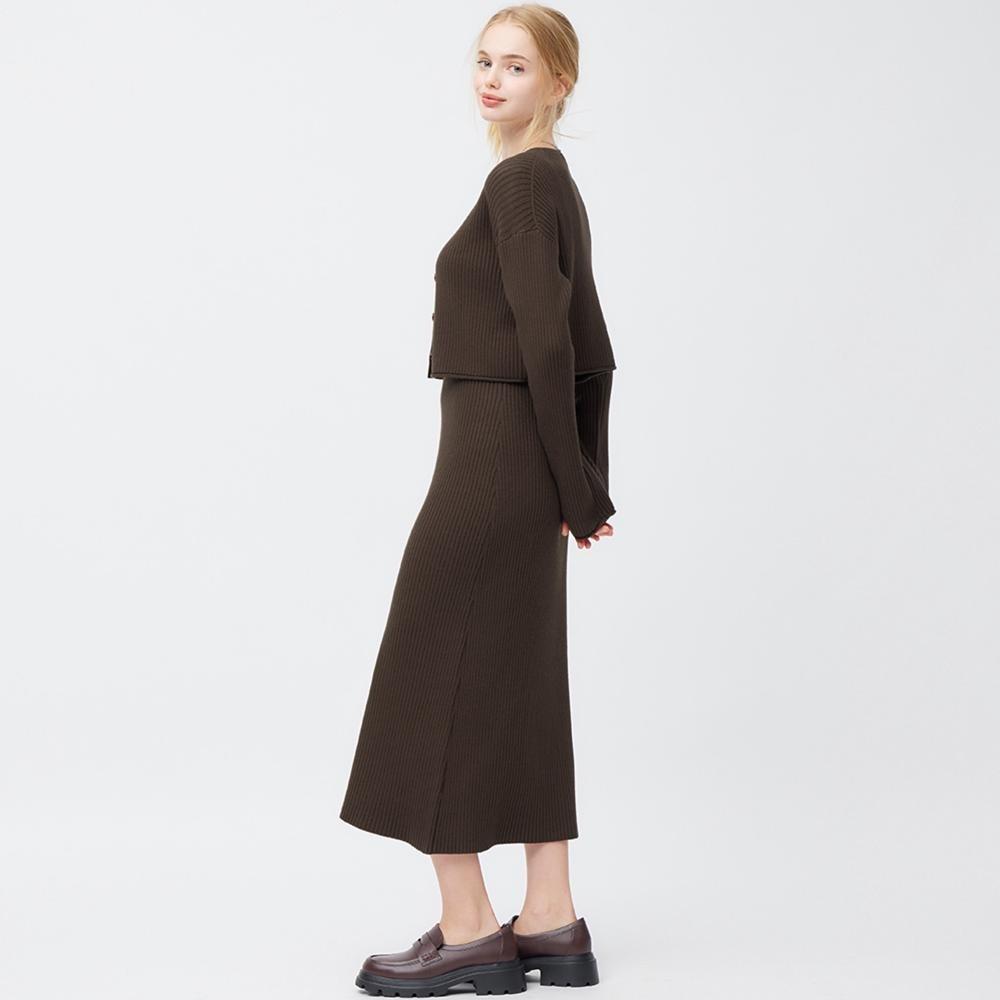 Платье Gu Multi Way Rib Knit с длинными рукавами 