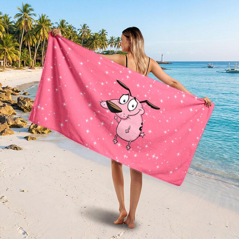 Large Beach TowelCourage the Cowardly Dog Soft Absorbent Towel Beach Bath Home Use